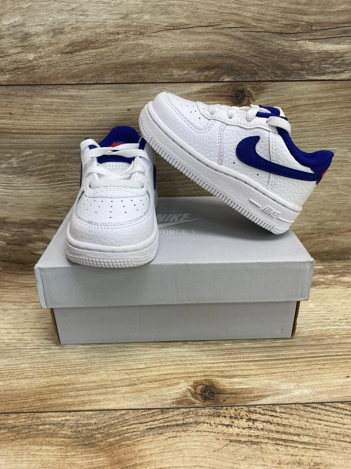 Nike Force 1 TD 'White Deep Royal Blue' Sneakers sz 5c