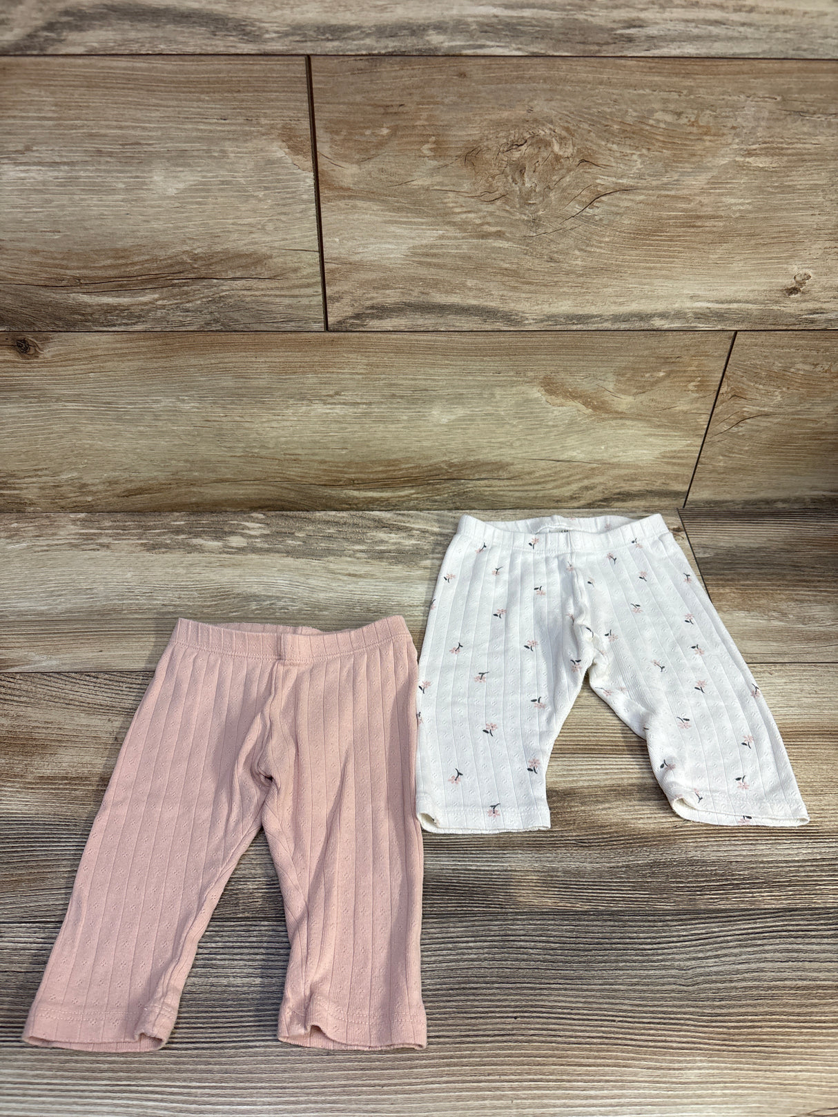 H&M Organic 2pk Pointelle Knit Pants Pink sz 6m