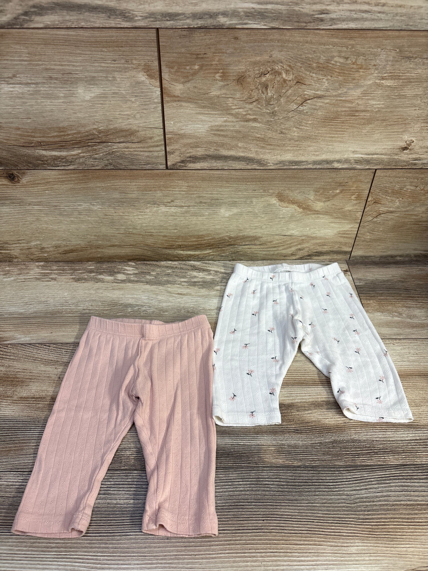H&M Organic 2pk Pointelle Knit Pants Pink sz 6m
