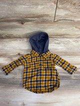 Old Navy Plaid Hooded Flannel Yellow sz 6-12m