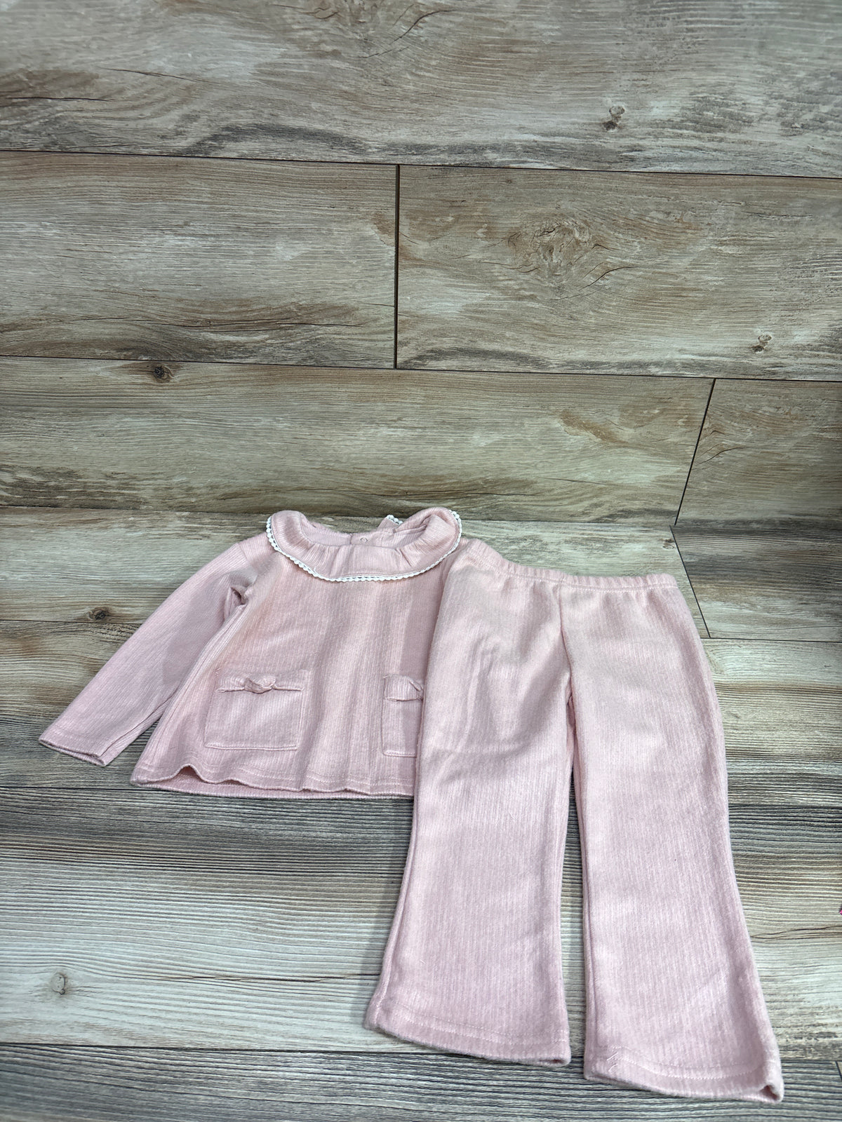 NEW Floral Threads 2pc Knit Collared Shirt & Pants Set Pink sz 24m