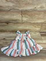 Janie & Jack Striped Ruffle Trim Dress Ivory sz 12-18m