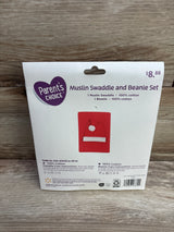 NEW Parent's Choice Muslin Swaddle & Beanie Set - Christmas Red