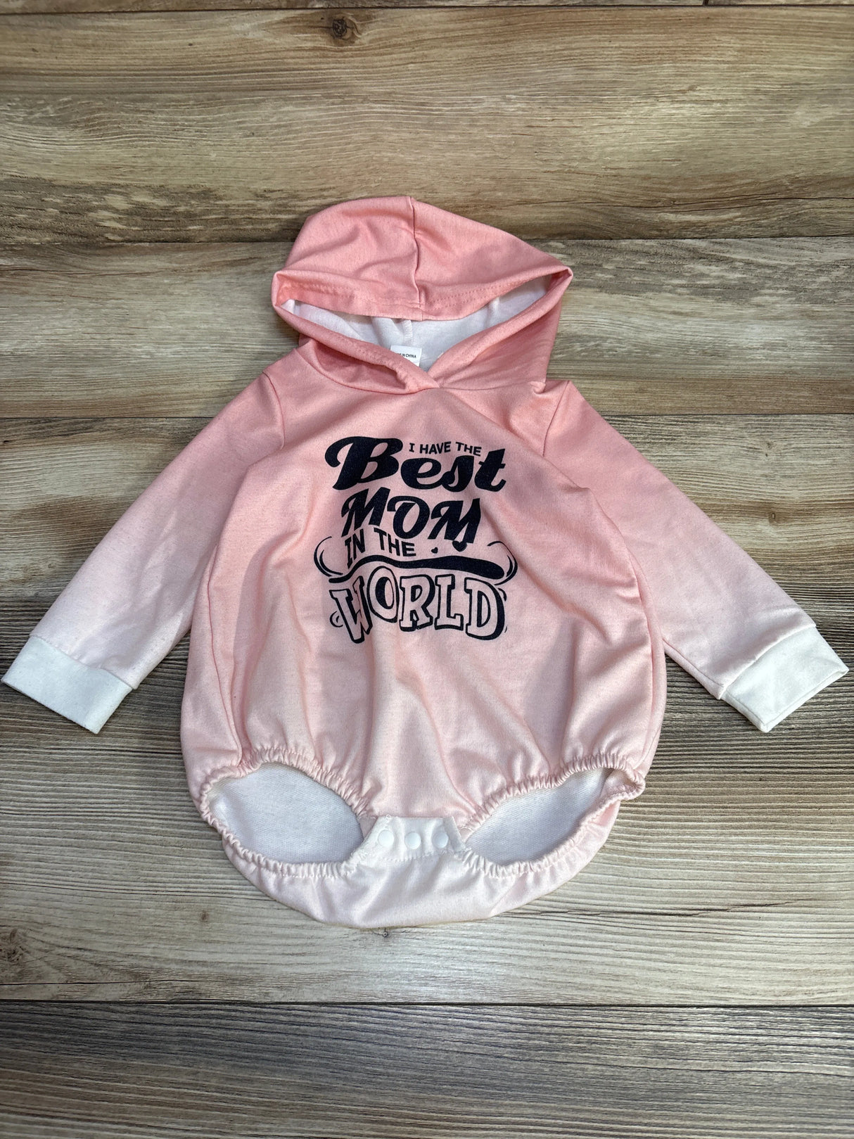 PatPat I Have The Best Mom In The World Hooded Shortie Romper Pink sz 12/18m