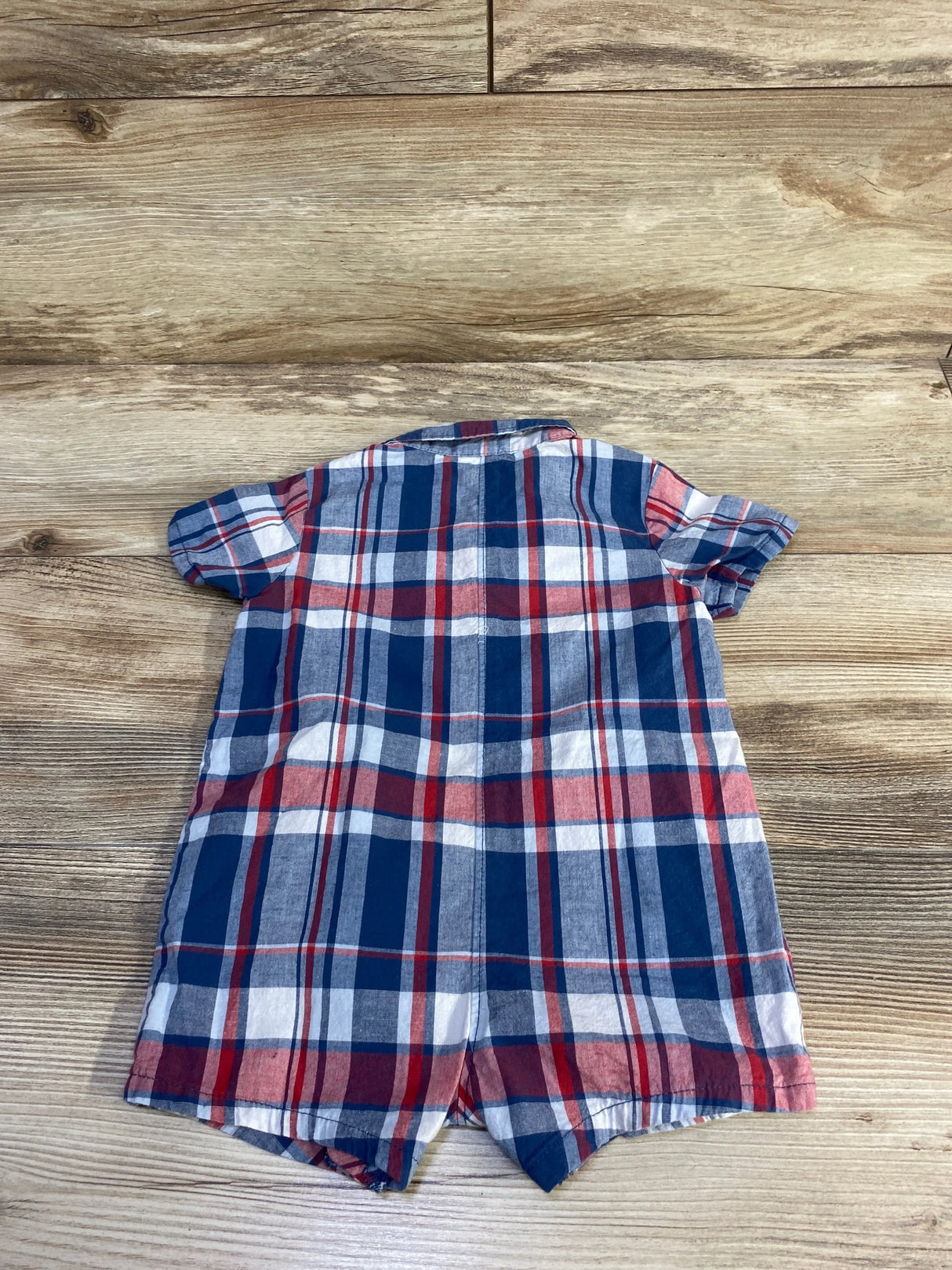 Old Navy Plaid Polo Romper Blue sz 6-12m