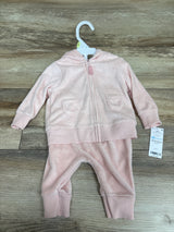 NEW Carter's 2pc Terry Cloth Full Zip Hoodie & Joggers Set Pink sz 3m