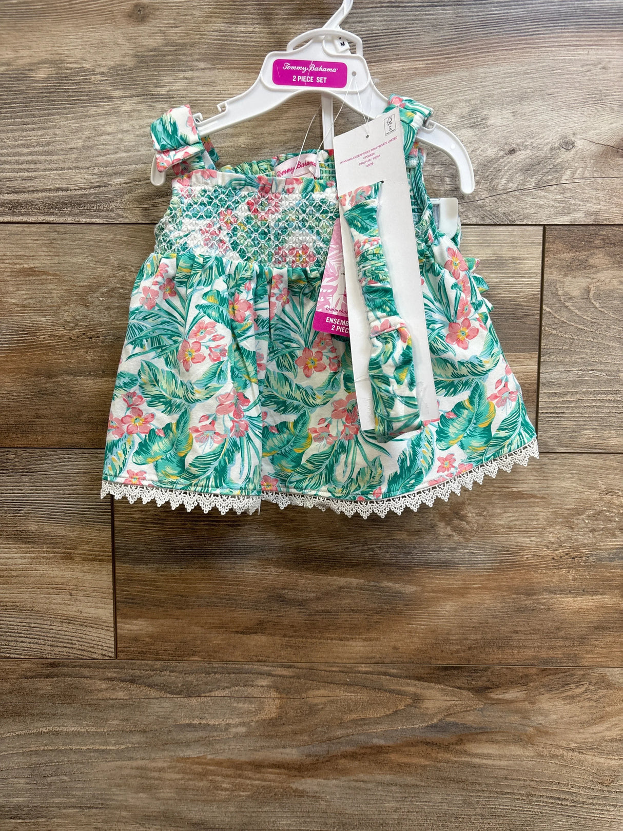 NEW Tommy Bahama 3pc Tropical Dress, Bloomers, & Headband Set Green sz 0-3m