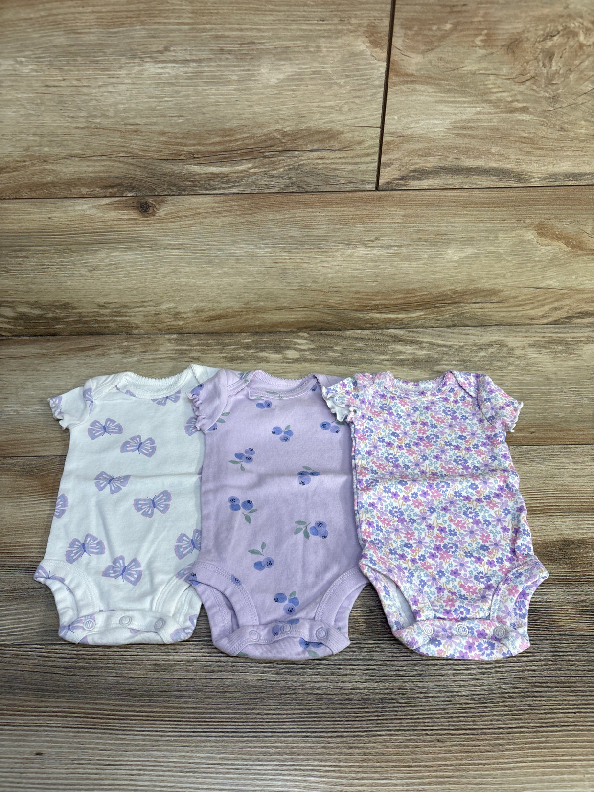 Just One You 3pk Bodysuits Purple sz Newborn