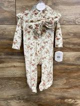 NEW Kyle & Deena 2pc Velour Floral Footed Coverall White sz 0-3m