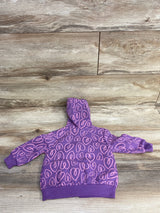 NEW Okie Dokie Heart Print Full-Zip Hoodie Purple sz 6m