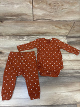 Rabbit + Bear Organic 2pc Pointelle Knit Bodysuit & Pants Set Brown sz 6-9m