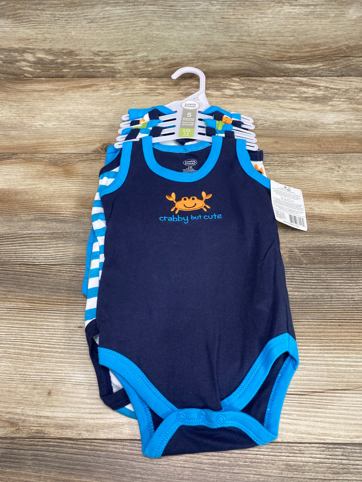 NEW Luvable Friends 5pk Sleeveless Bodysuits Blue sz 6-9m