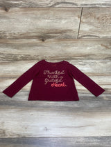 Cat & Jack Thankful With A Grateful Heart Shirt Burgundy sz 3T