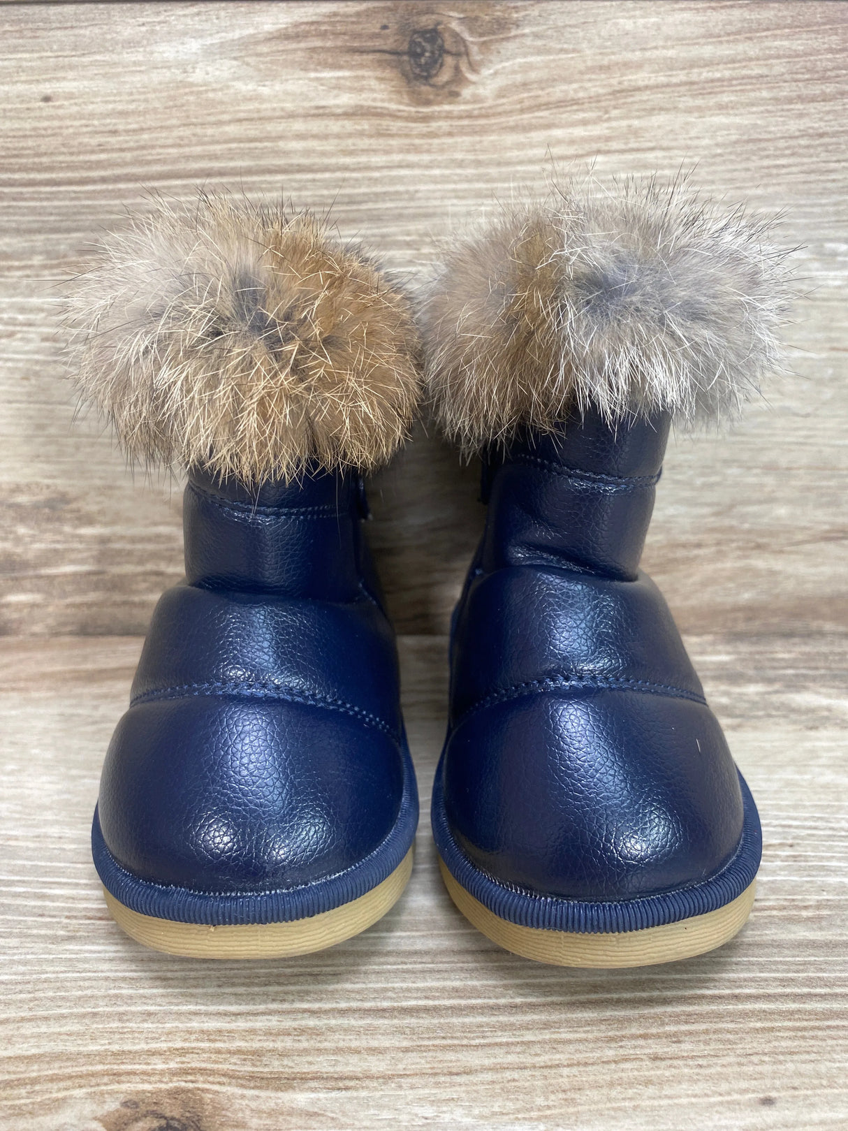 Warm Winter Waterproof Boot PU Leather Faux Fur Trimmed Blue Sz 5c