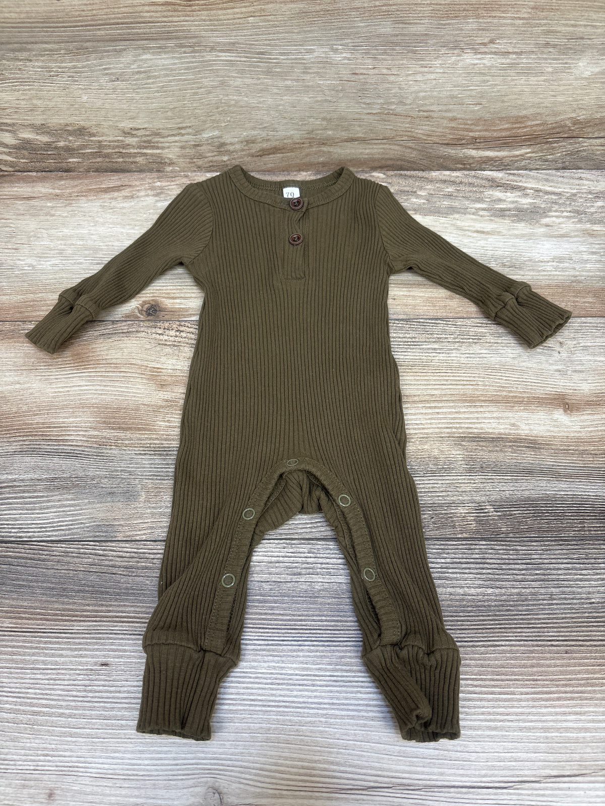 Ribbed Henley Coverall Green sz 6-9m