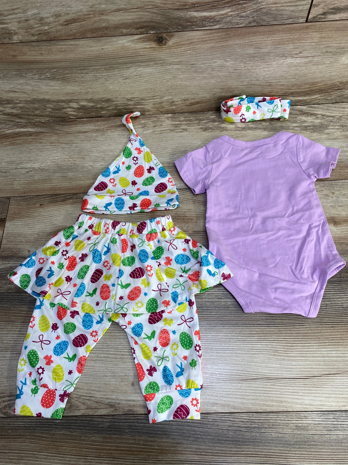 4pc My 1st Easter Bodysuit & Leggings Set Purple sz 0-3m