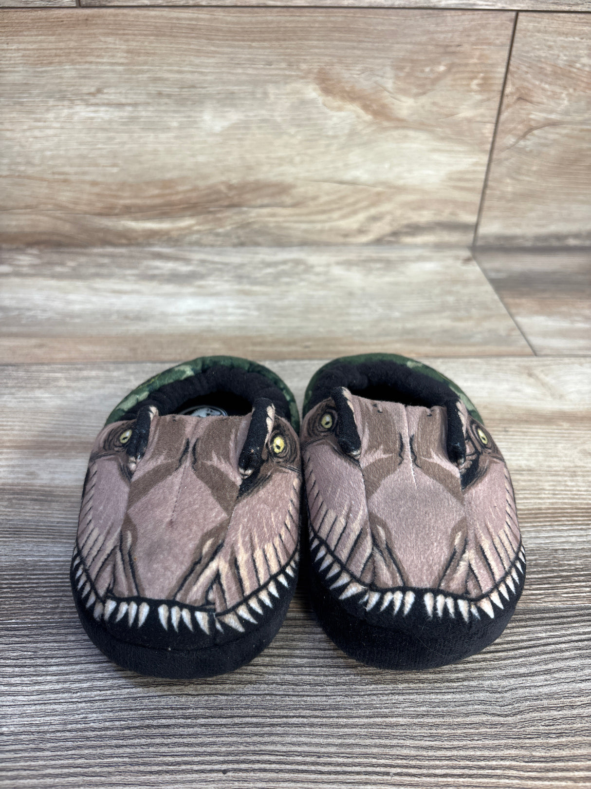 Jurassic World T-Rex Slippers Brown sz 7/8c