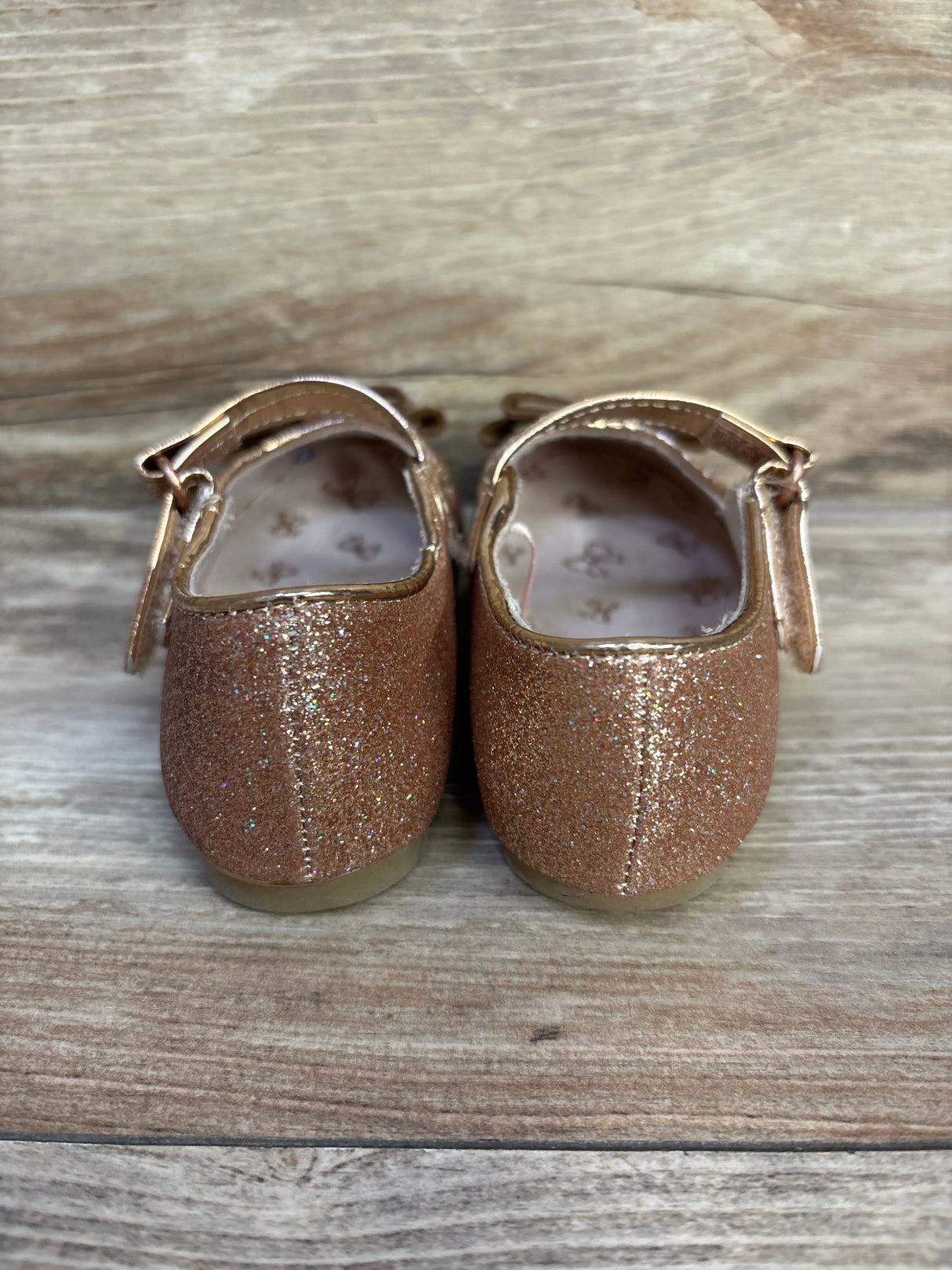 Self Esteem Lil Atavia Glitter Special Occasion Flats Rose Gold sz 6c - Me n Mommy To Be