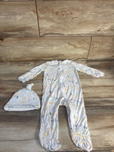 Milkberry 2pc Bamboo Footie & Hat Set White sz 3-6m