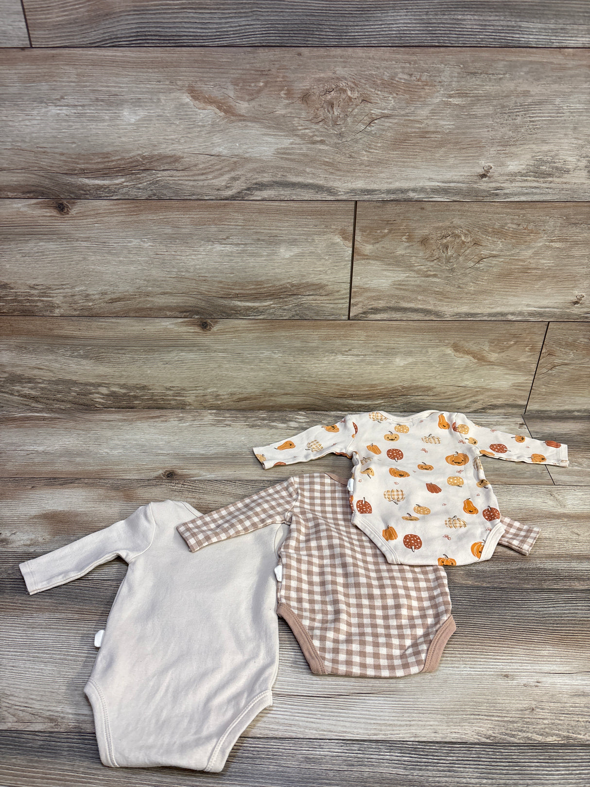 Rabbit + Bear Organic 3pk Cutest Pumpkin In The Patch Bodysuit Set Beige sz 3-6m