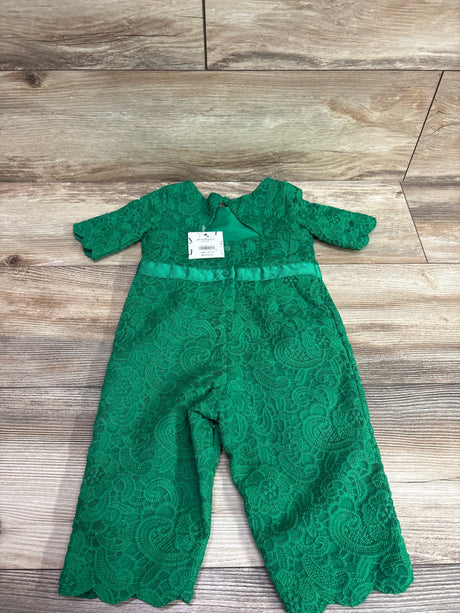Emerald green lace special occasion jumpsuit for infants by Me n Mommy To Be.