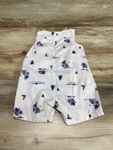 Just One You Sailboat Print Shortie Romper White sz 9m