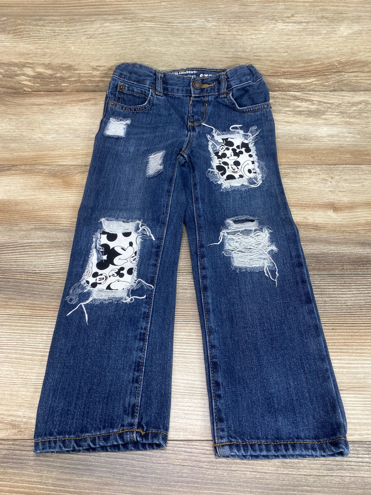 Children's Place Mickey Mouse Patchwork Straight Jeans Blue sz 4T