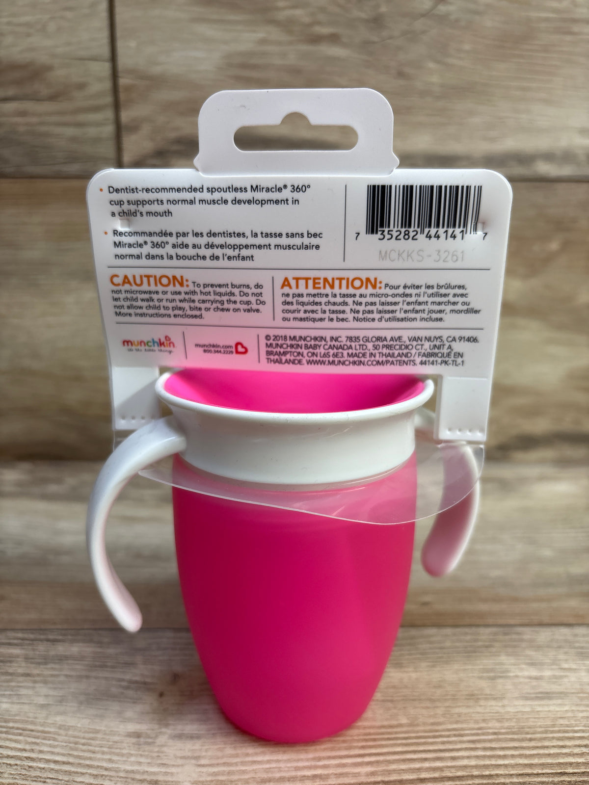 NEW Munchkin Miracle 360 Trainer Cup 7oz Pink