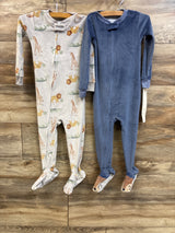 NEW Just One You 2pk Blanket Sleepers Grey/Blue sz 2T