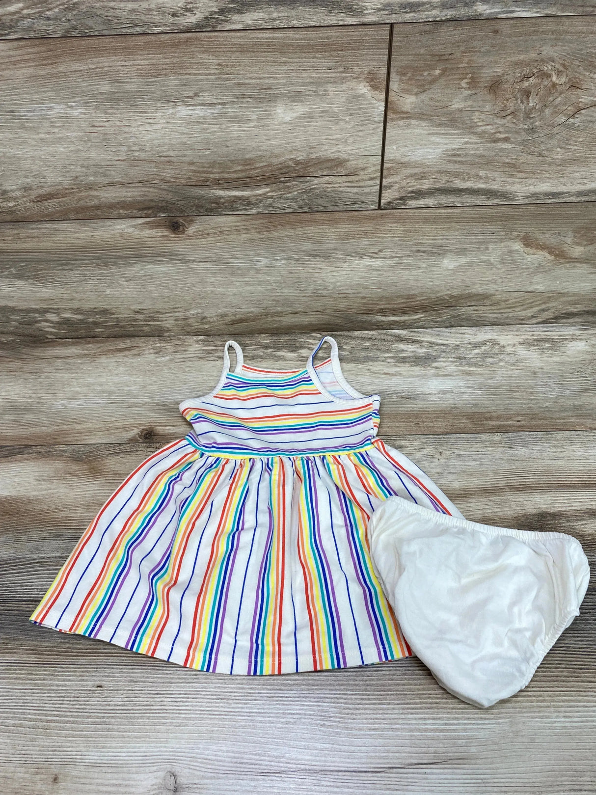 Cat & Jack 2pc Striped Dress & Bloomers Cream sz 18m