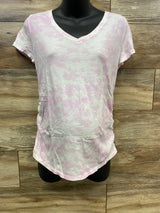 Isabel Maternity Tie-Dye V-Neck Ruched Shirt Pink sz Medium