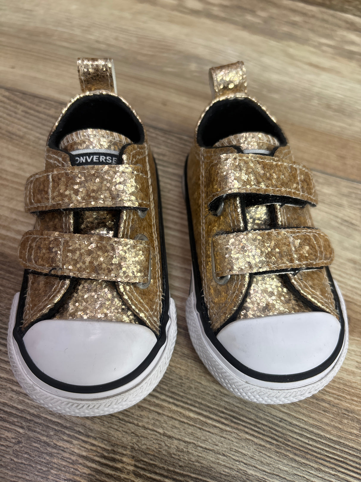 Converse Chuck Taylor All Star Easy-On Double Velcro Sneakers Gold sz 3c