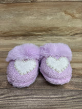 OMG Accessories Pearl Heart Plush Slippers Purple sz 12c