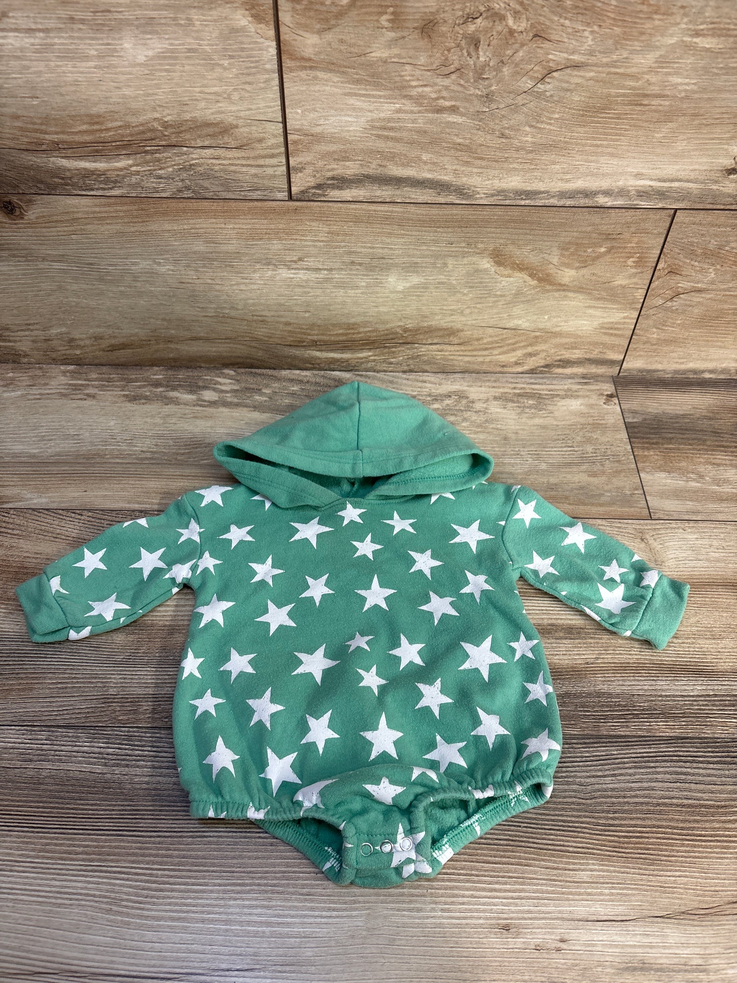 Grayson Mini Star Print Hooded Sweater Romper Green sz 3-6m