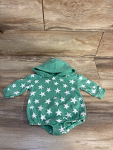 Grayson Mini Star Print Hooded Sweater Romper Green sz 3-6m