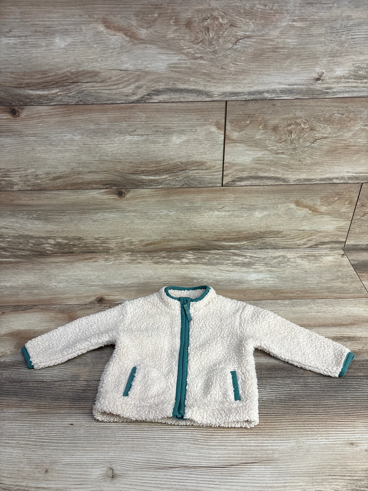 Cat & Jack Full Zip Sherpa Lined Jacket Ivory sz 6-9m