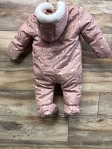 First Wish Faux-Fur Lined Puffer Snowsuit Bunting Pink sz 9-12m