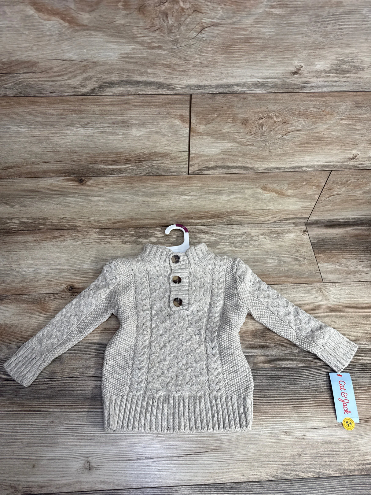 NEW Cat & Jack Cable Knit Sweater Oatmeal sz 3T