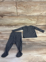Lou Lou 2pc Henley Top & Footed Pants Set Grey sz Newborn
