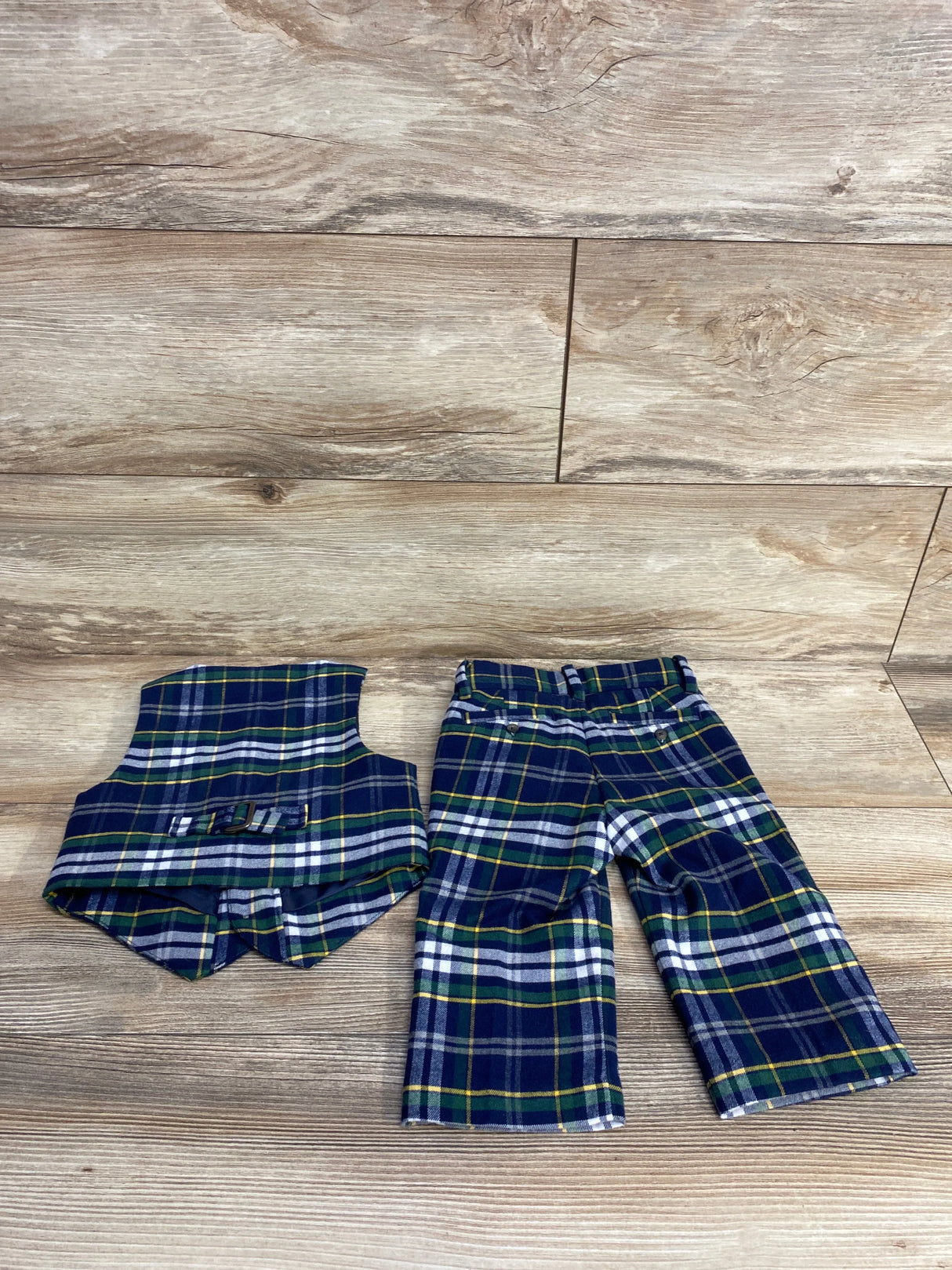 Janie & Jack Tartan Vest & Pants 2pc Set Navy sz 6-12m