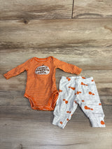 Just One You 2pc Striped Pumpkin Bodysuit Set sz Newborn