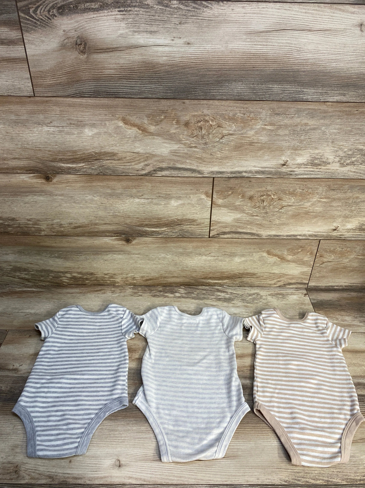 Disney Baby 3pk Bambi Striped Bodysuits Tan sz 12m