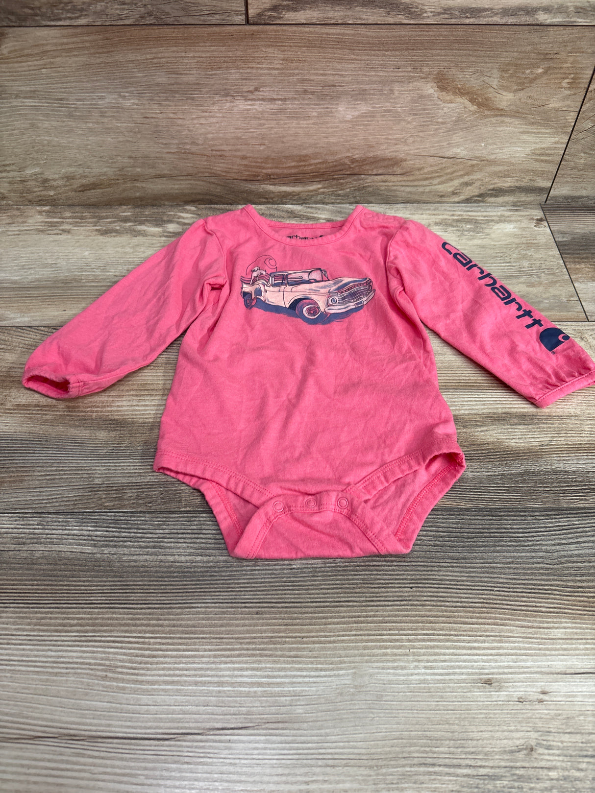 Carhartt Long Sleeve Vintage Truck Bodysuit Pink sz 12m