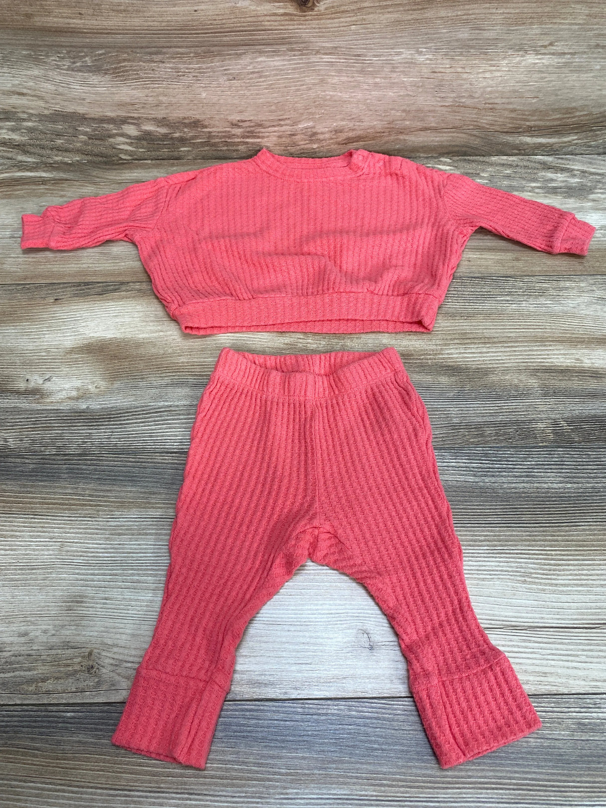 Cat & Jack 2pc Waffle Knit Shirt & Pants Pink sz 3-6m