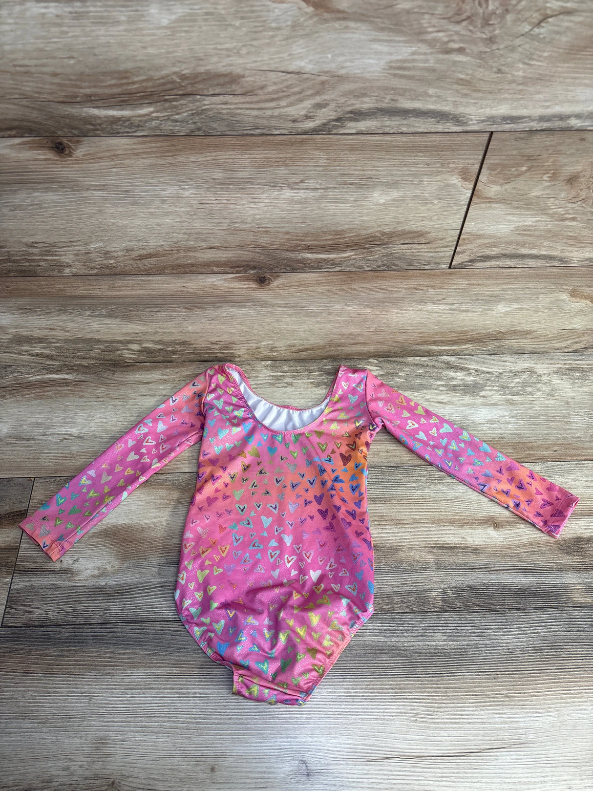 Heart Print Long Sleeve Heart Print Leotard Pink sz 4-5T