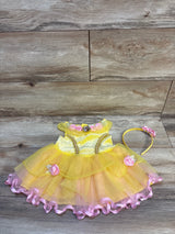 Disney Baby Beauty and the Beast Belle Costume + Headband Yellow sz 6-12m