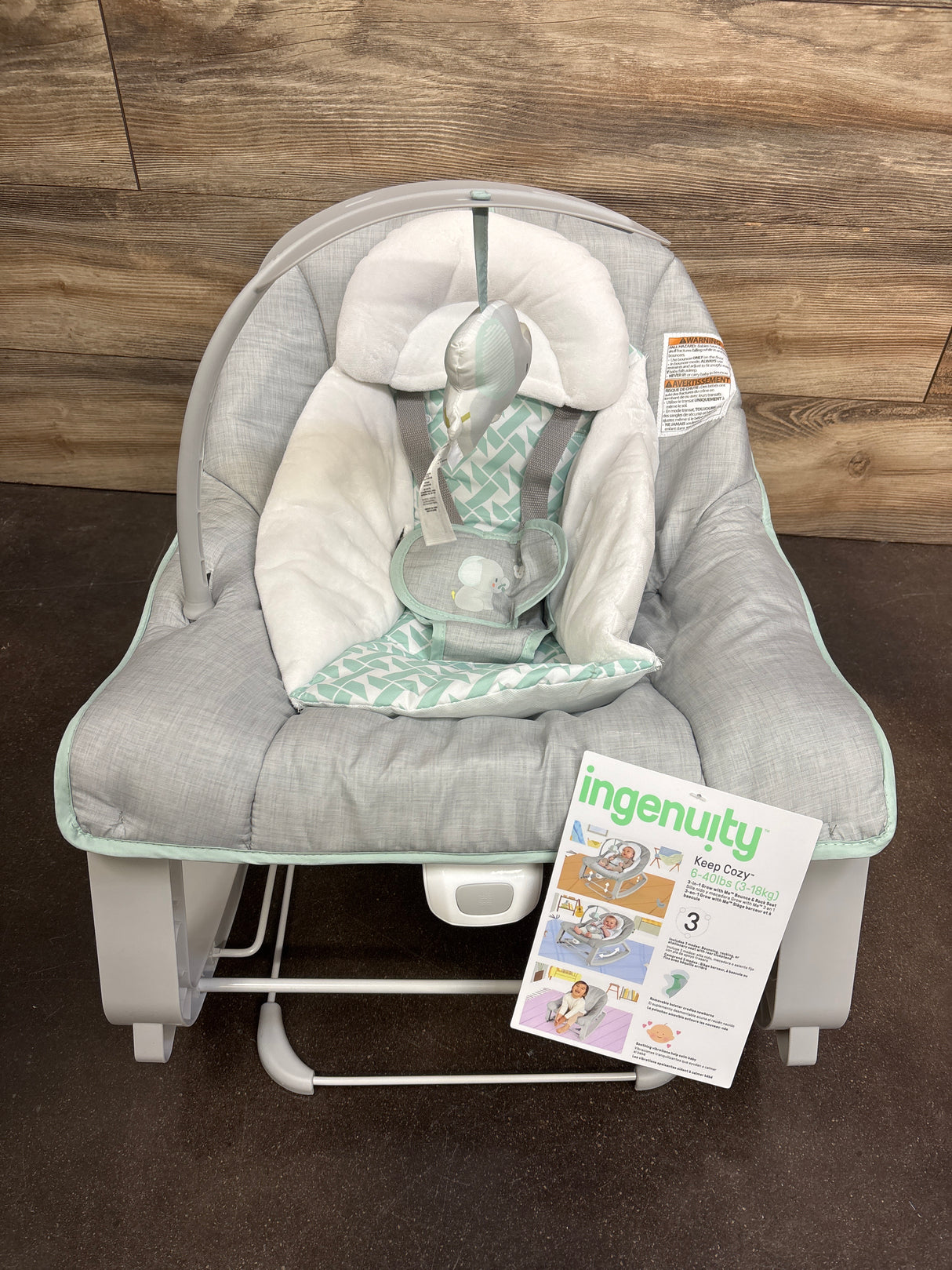 NEW Ingenuity Keep Cozy 3-in-1 Grow with Me Baby Bouncer, Rocker & Toddler Seat