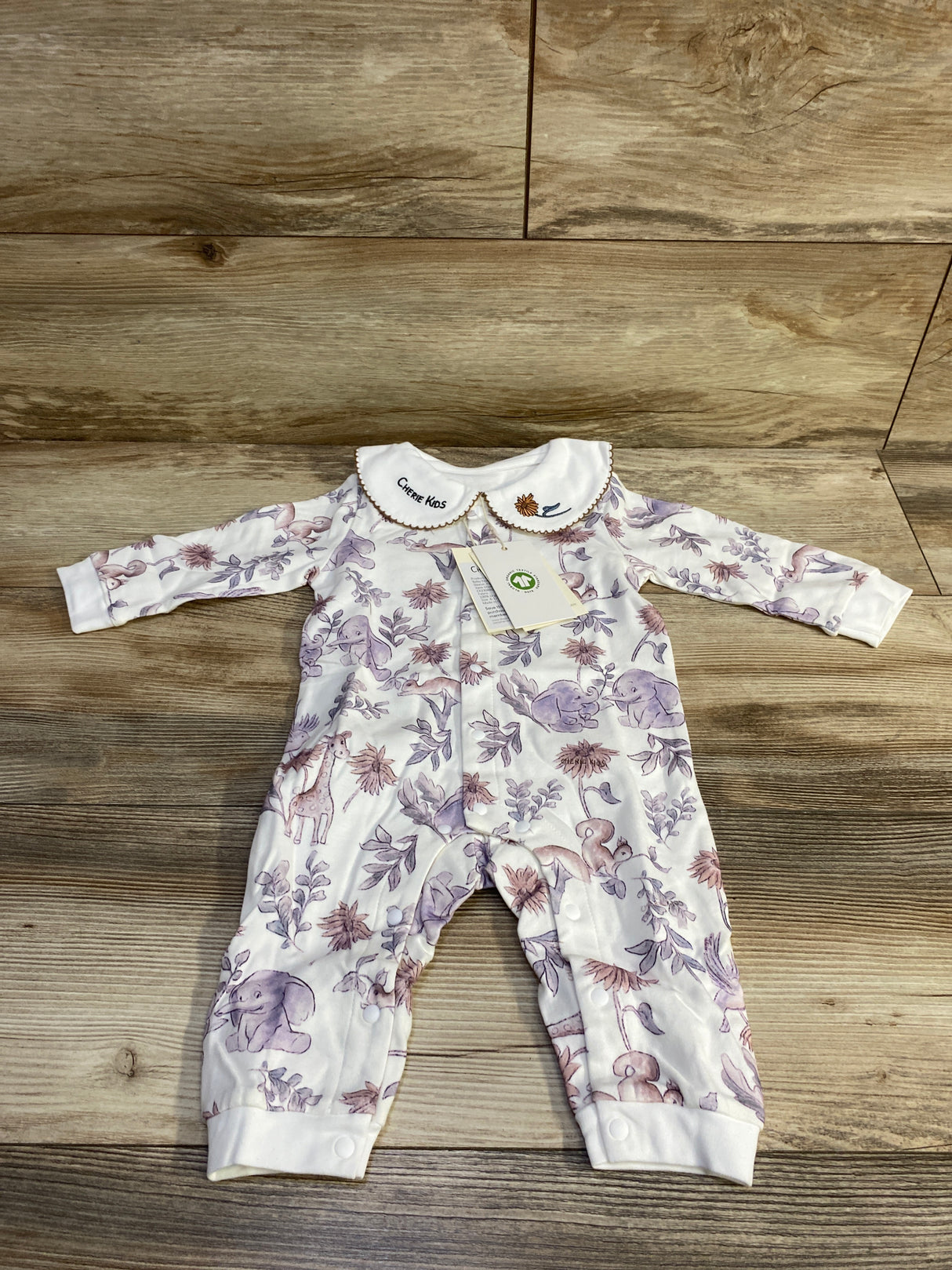 NEW Cherie Kids Forest Tales Collared Coverall White sz 6-12m