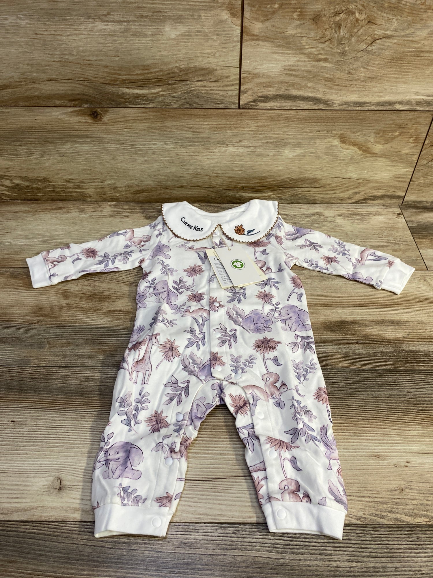 NEW Cherie Kids Forest Tales Collared Coverall White sz 6-12m