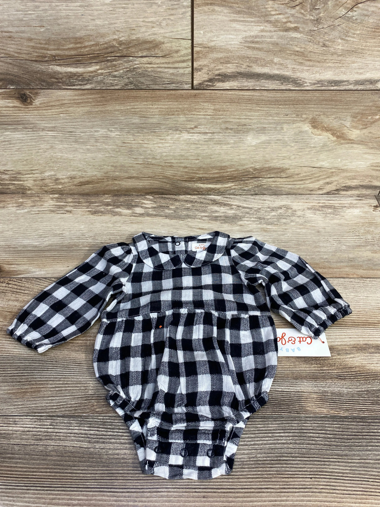 NEW Cat & Jack Buffalo Plaid Bubble Romper Black sz Newborn